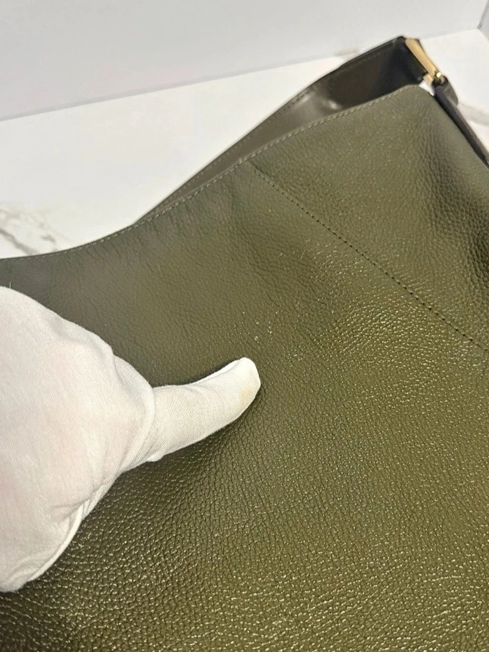 Michael Kors Evie Large Pebbled Leather Hobo Shoulder Bag - Olive Green w/ Tag